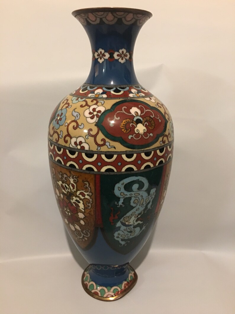 Antique Meiji cloisonné bronze vase en émail Japon 1900/20 Etsy