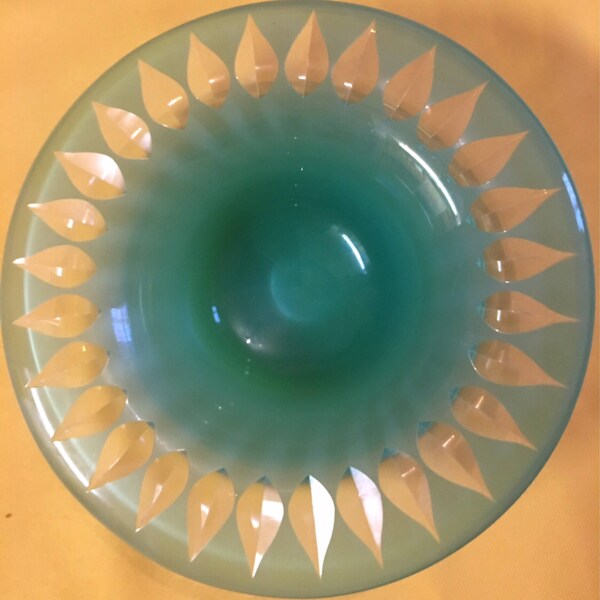 Vintage  Kosta Boda,  Modernist Crystal turquoise Vase / bowl