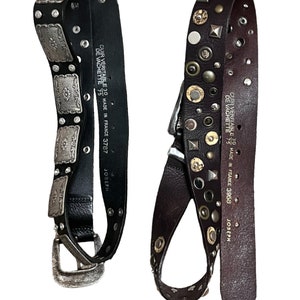 Vintage Joseph Leather Belt: Studded Metal Buckle, Made in France