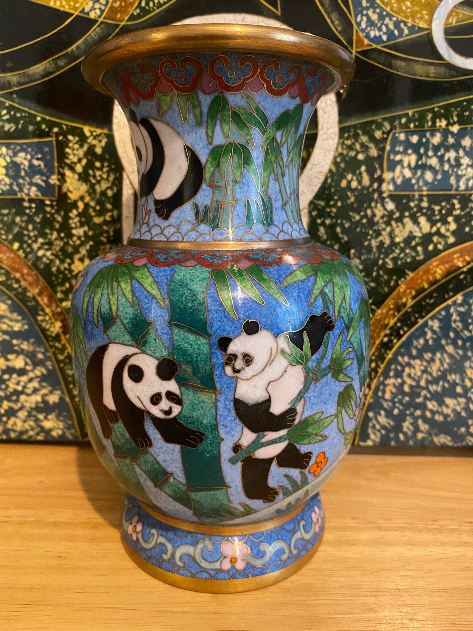 Chinese Cloisonne Enamel Over Brass Vase cloisonné vase Etsy