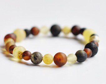 Round not polished Baltic amber beads bracelet, amber beads balls