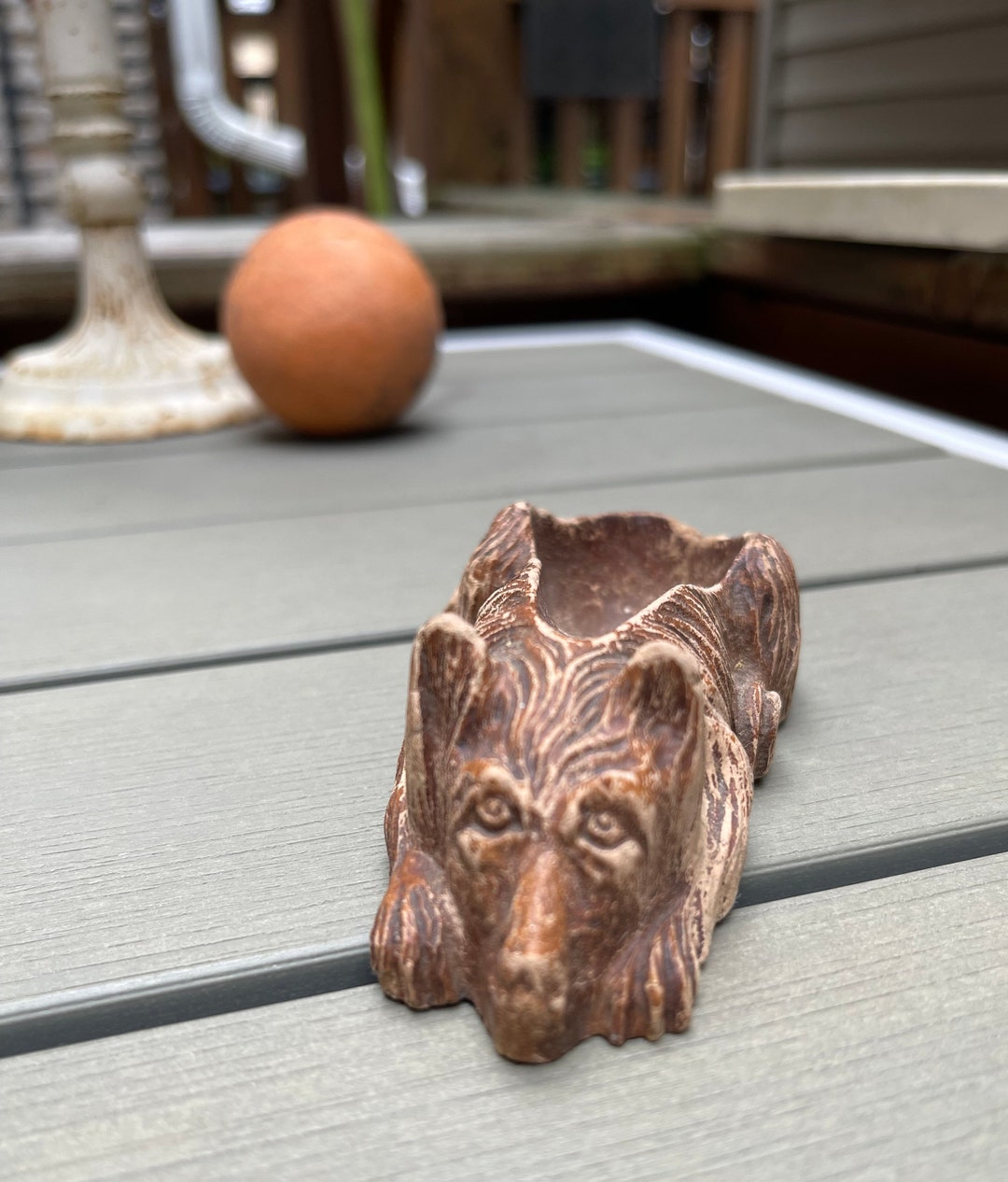 Vintage syroco Wood Pipe Holder / Dog Figure / Syracuse Ornamental Company Etsy