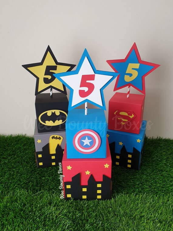 Superhero Skyline Table Decorations Birthday Decorations Etsy
