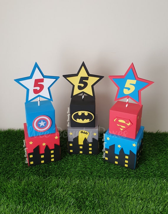 Superhero Skyline Table Decorations Birthday Decorations Etsy