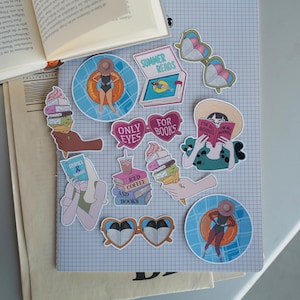 Pegatinas de lectura de verano hechas a mano / Vinilo mate para amantes de los libros / Bonito regalo para amantes de los libros / Decoración de lectura de verano