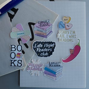 Literaire stickers voor lezers | Handgemaakte vinylstickers voor romantische, fantasie-, romantiek, smut, smut en lezers voor romantiek