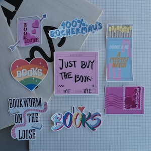 Bookish Galentine Aufkleber | Dekorative literarische Vinyl-Aufkleber für Journals, Kindles, Buchliebhaber, Queer Bücher und mehr