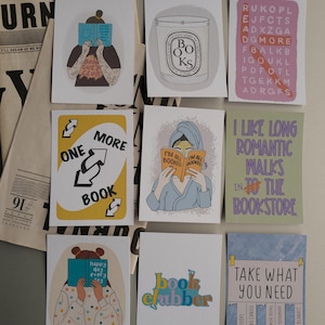 Cartolina libresca – Illustrazione o citazione letteraria, biglietto individuale per lettori, posta di libri unica, cancelleria per bibliofili