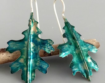 Blue Textured Dangle Earrings - Alcohol Ink Colorwash - Watercolor Earrings - Metalsmith Artisan USA - Cottagecore Style