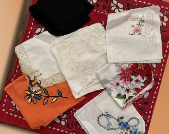 8 Vintage Handkerchiefs from the 1940s to 70s