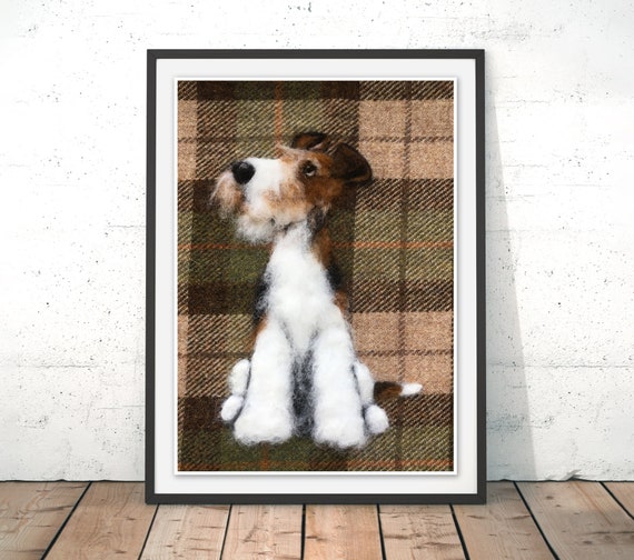 JACK RUSSELL WIRE FOX TERRIER SLEEPING.DOG AND PUP PRINT MOUNTED READY TO FRAME