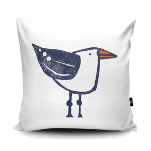 Beach Bum Seagull Handmade Cushion by Bells Scambler Bird Illustration Pillow Seagull Illustration Bird Birthday Gift image 2