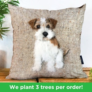 Jack Russel Vegan Cushion by Sharon Salt Print not 3D Scruffy Jack Russel Throw Pillow Handmade in the UK Dog Gift Russel Decor Gift image 1