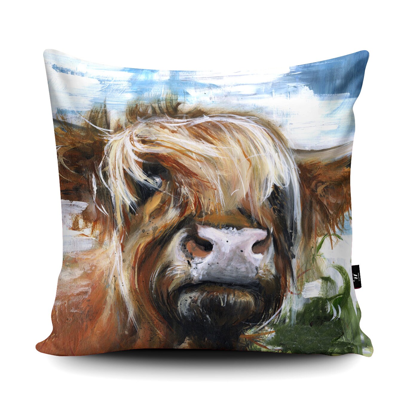 Highland Cow Faux-suede Cushion by Irish Artist Aidan Sloan - Etsy UK