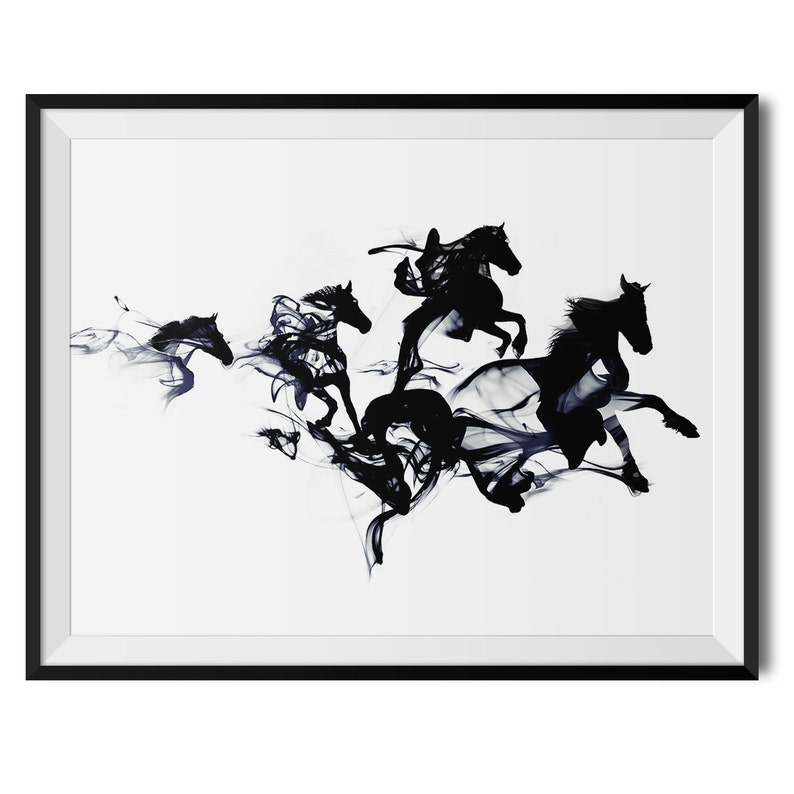 Black Horses Print Horses Wall Decor Horses Art Print Pony Etsy