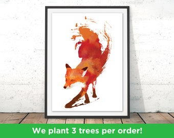 Fox Print, Red Fox Watercolour print, Fox Art Print, Fox Illustration, Fox Poster Wall Hanging, Kids Print Robert Farkas