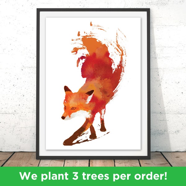 Fox Print, Red Fox Watercolour print, Fox Art Print, Fox Illustration, Fox Poster Wall Hanging, Kids Print Robert Farkas