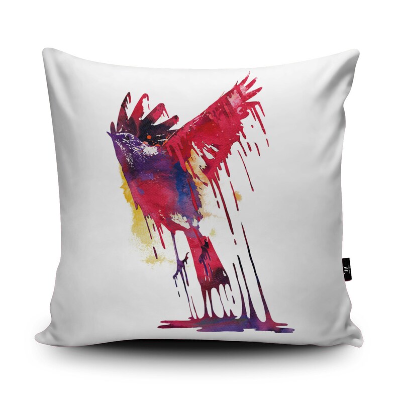 Phoenix Bird Handmade Cushion by Robert Farkas Bird of Paradise Throw Pillow Art Majestic Bird Cushion Cover Wildlife Decor Cushion image 2