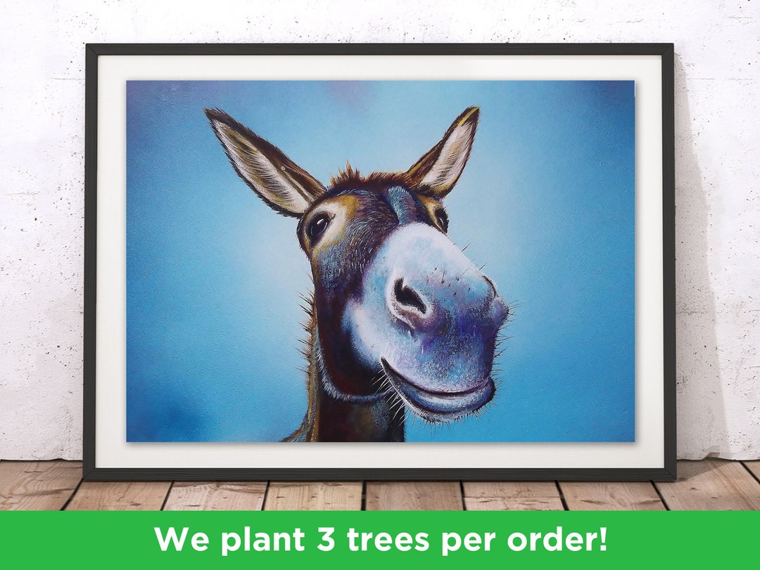 Donkey Art Print Donkey Wall Art Illustration Donkey Home Etsy