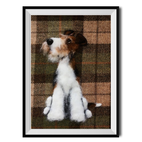 JACK RUSSELL WIRE FOX TERRIER SLEEPING.DOG AND PUP PRINT MOUNTED READY TO FRAME
