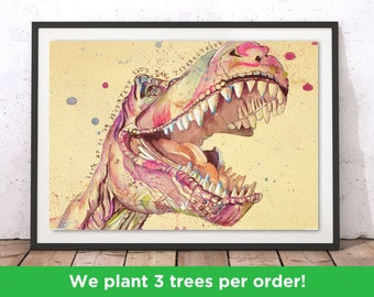 Dinosaur 1 by Liz Chaderton | Trex Wall Art | Dinosaur Print | Tyrannosaurus Home Decor Illustration