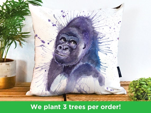 Gorilla Illustration Cushion by Katherine Williams Gorilla Pillow Gorilla  Cushion Cover Monkey Pillow Case Ape Cushion Jungle Decor 