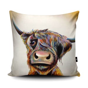 Cute Highland Cow Cushion by Adam Barsby Colourful Highland - Etsy