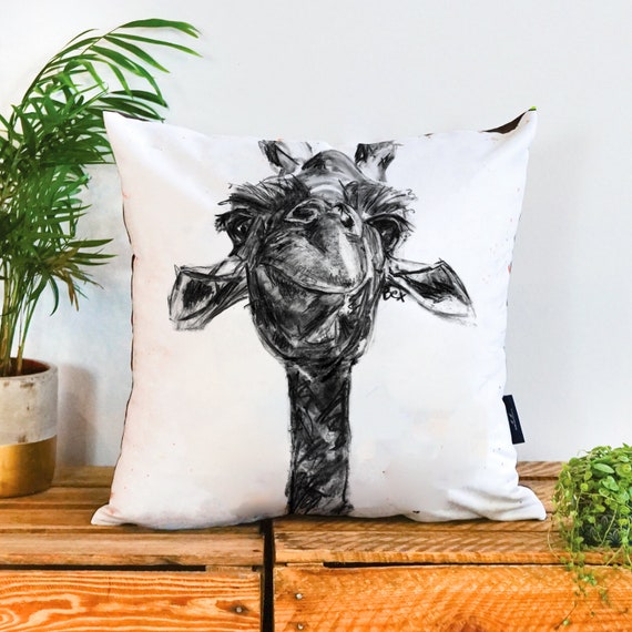 Giraffe Vegan Cushion by Bex Williams Don't be Smug, Give a Hug Throw Pillow