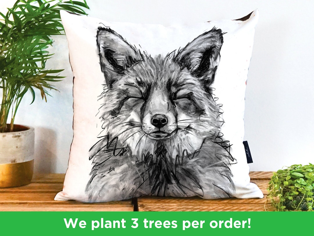 Charcoal Fox Cushion by Bex Williams Handmade Fox Pillow Cute City Fox ...
