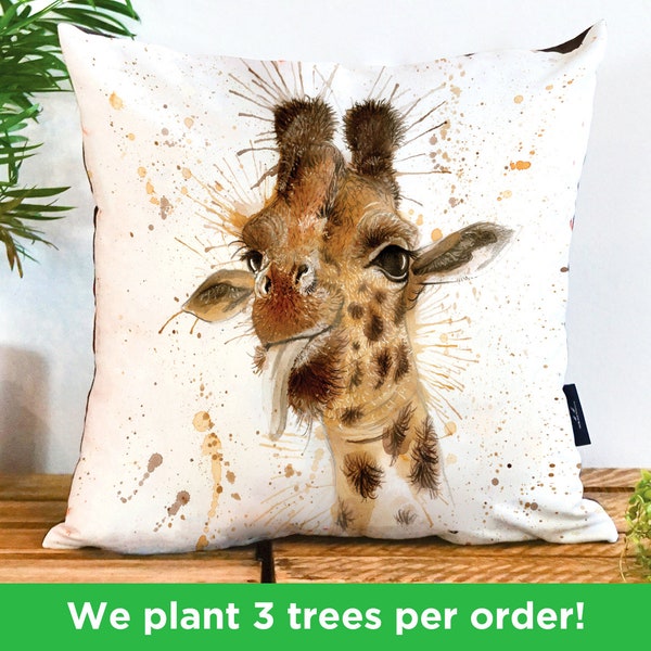 Cheeky Giraffe Vegan Cushion de Katherine Williams / Giraffe Pillow / Giraffe Cushion Cover / Giraffe Pillow Case / Giraffe Decor Homeware