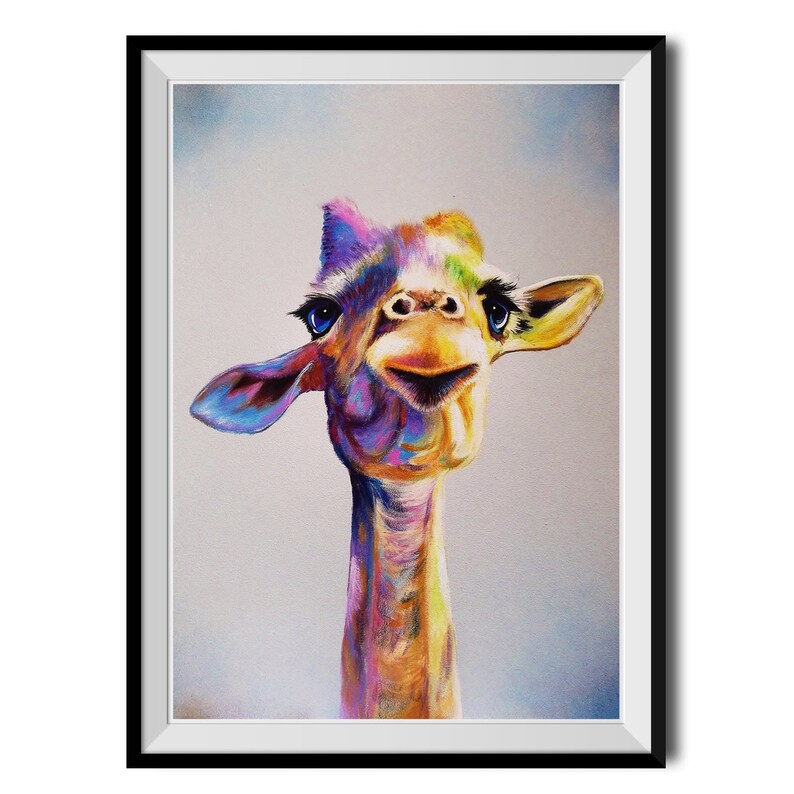 Smiling Giraffe Print by Adam Barsby, Baby Giraffe Painting, Cute Nursery Giraffe Art, Giraffe Print, Home Decor Illustration, image 2