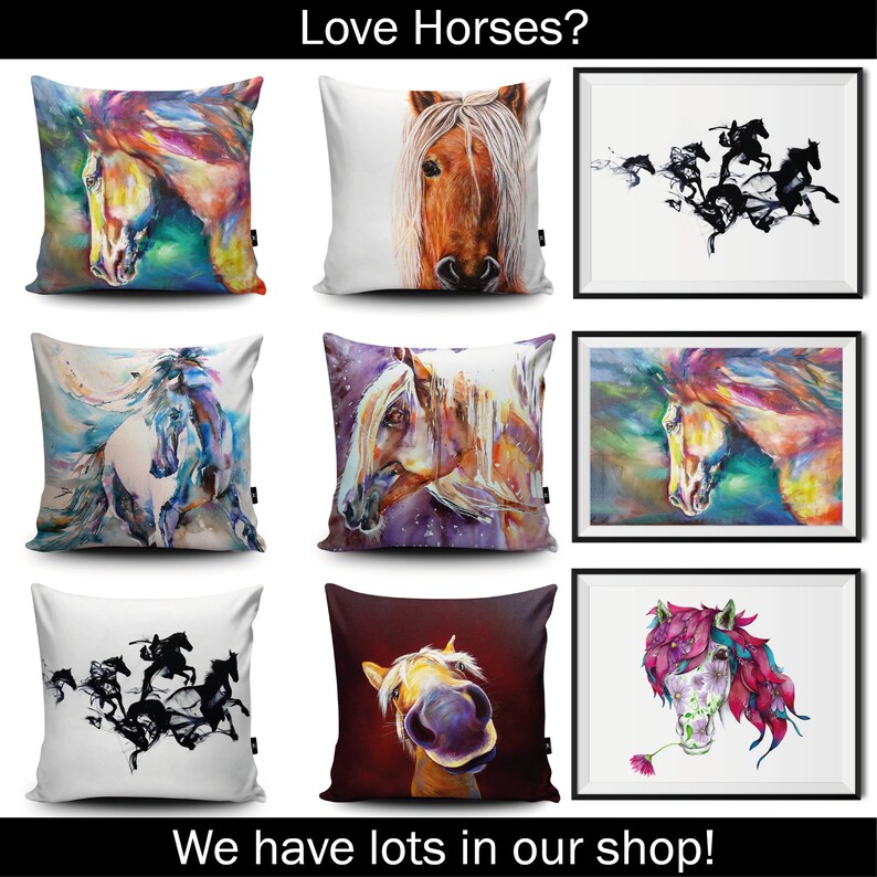 Beautiful Horse Cushion by Liz Chaderton Spanish Horse Vegan-Suede Pillow Stallion Horse Lovers Cushion Watercolour Horse Gift image 4