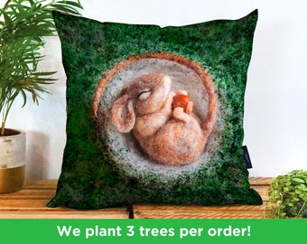 Stunning Sleeping Dormouse Vegan Cushion by The LadyMoth | Hibernating Mouse Pillow | Based on Original Felt | Sleeping Mouse Sofa Cushion