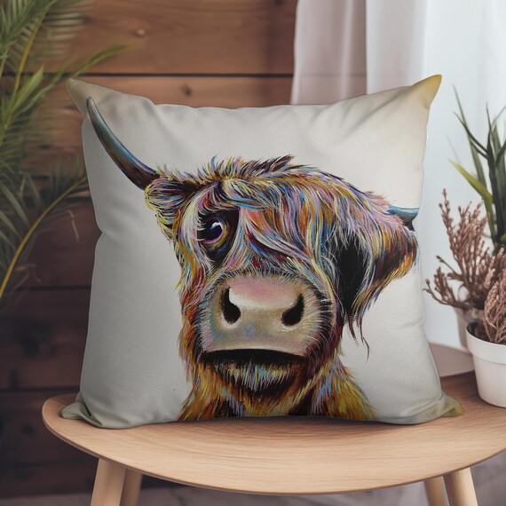 Highland cow pillow hotsell