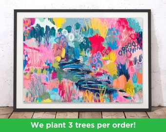 Stunning The River Bed Print by Nade Simmons | Colourful Flower Wall Art | Flower Print | Beautiful Abstract Decor Illustration