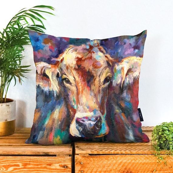 Calf Painting Pillow by Sue Gardner Highland Cow Baby Throw Pillow