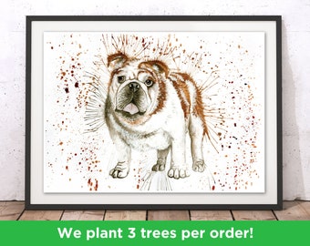 Bulldog Art Print, Bulldog Wall Art, Bulldog Watercolour Illustration, Bulldog Poster, Bulldog Gift, Multiple Sizes by Katherine