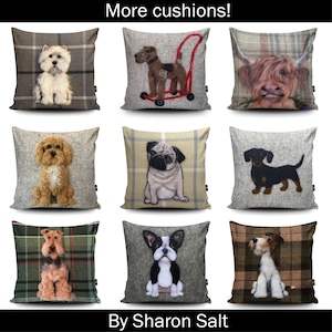 Jack Russel Vegan Cushion by Sharon Salt Print not 3D Scruffy Jack Russel Throw Pillow Handmade in the UK Dog Gift Russel Decor Gift image 5