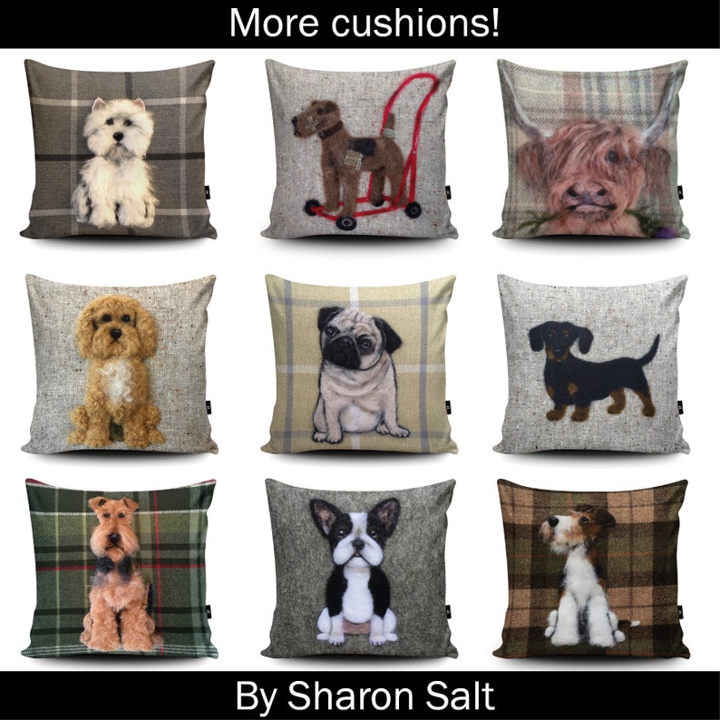 Jack Russel Vegan Cushion by Sharon Salt Print not 3D Scruffy Jack Russel Throw Pillow Handmade in the UK Dog Gift Russel Decor Gift image 5