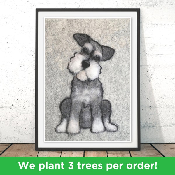 Mini Schnauzer Art Print par Sharon Salt | Schnauzer Dog Art | Mini-schnauzer Felt Illustration | Schnauzer Poster Cadeau | Tailles multiples
