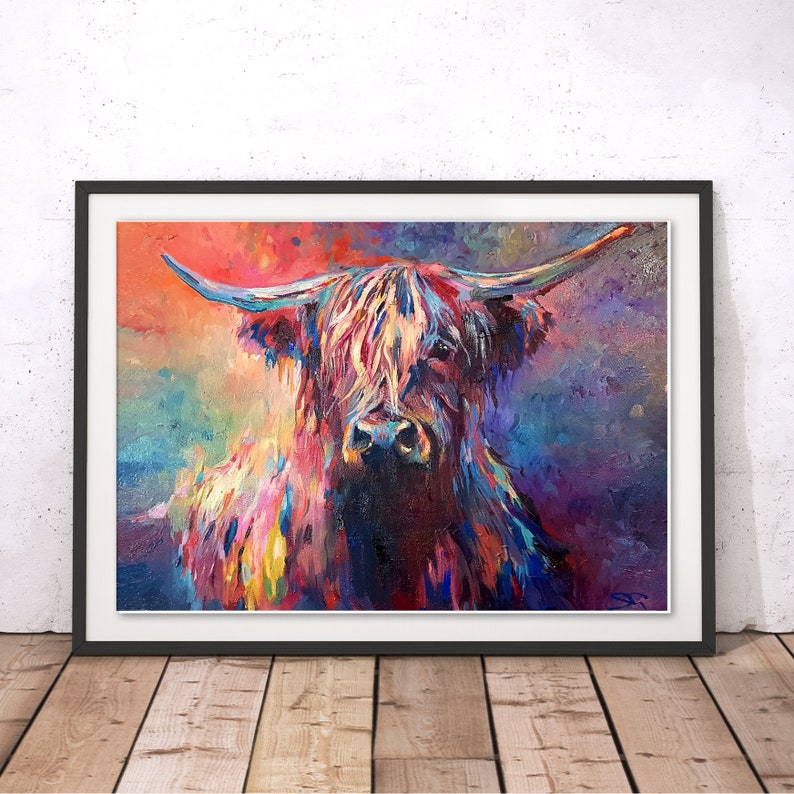 Highland Cow Print By Sue Gardner Colourful Wall Art Image 0