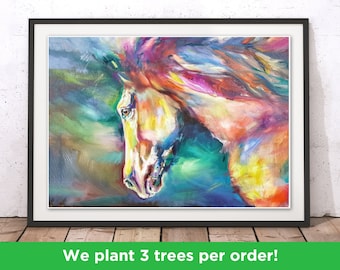 Beautiful Chestnut Horse Print by Sue Gardner | Colourful Horse Wall Art | Horse Print | Stallion Horse Home Decor Illustration
