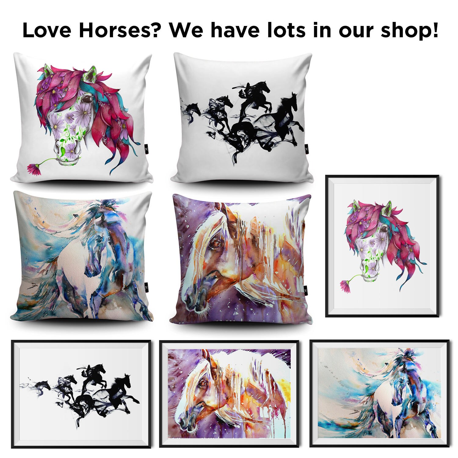 Black Horses Print Horses Wall Decor Horses Art Print Pony Etsy