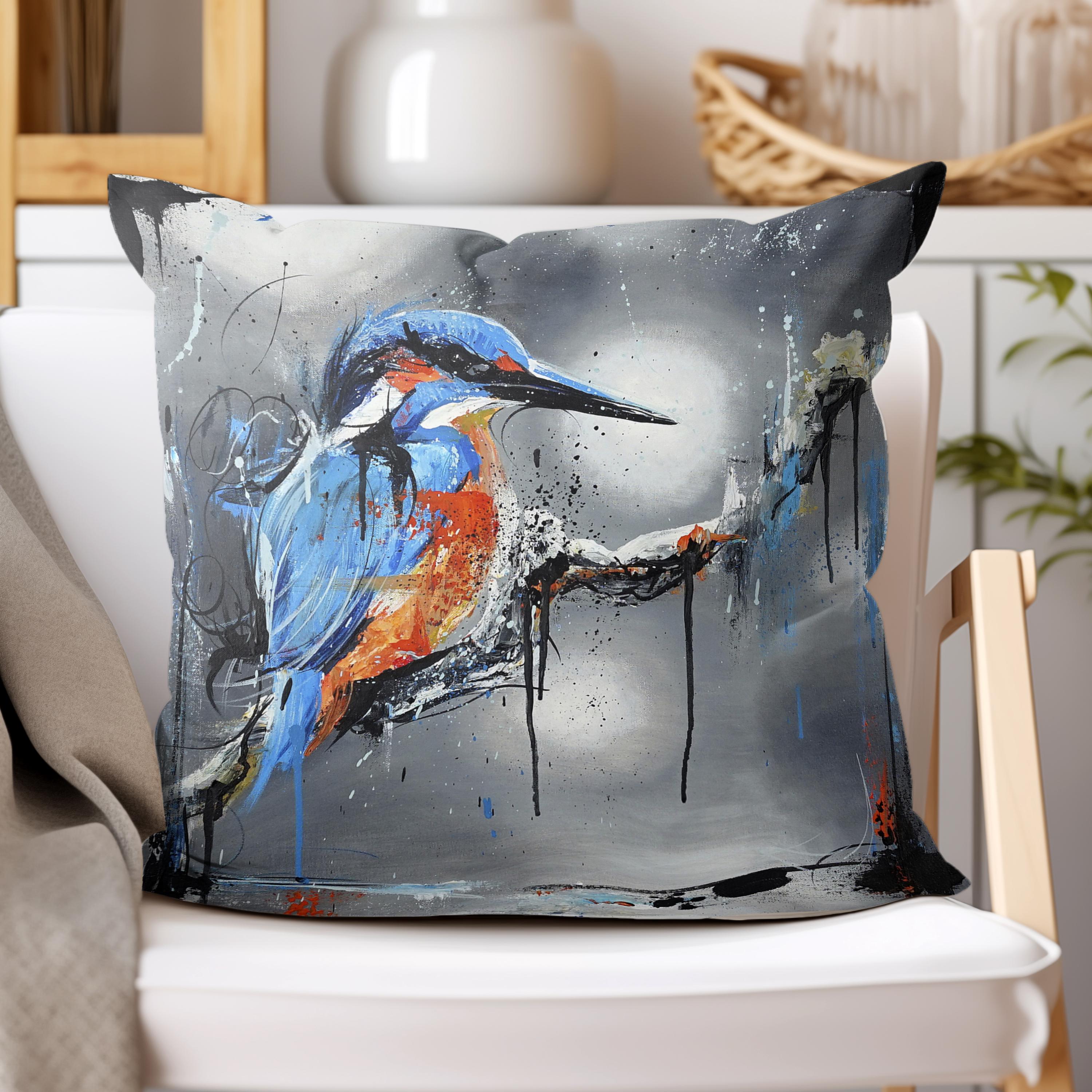 Kingfisher Vegan Suede Cushion by Irish Artist Aidan Sloan Beautiful Kingfisher Throw Pillow Blue Bird Illustration Cushion Bird Art Etsy Singapore