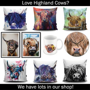 Highland Cow Handmade Vegan Cushion by Katherine Williams Buffalo Cushion Scottish Cow Pillow Cow Home Decor Multiple Sizes image 8