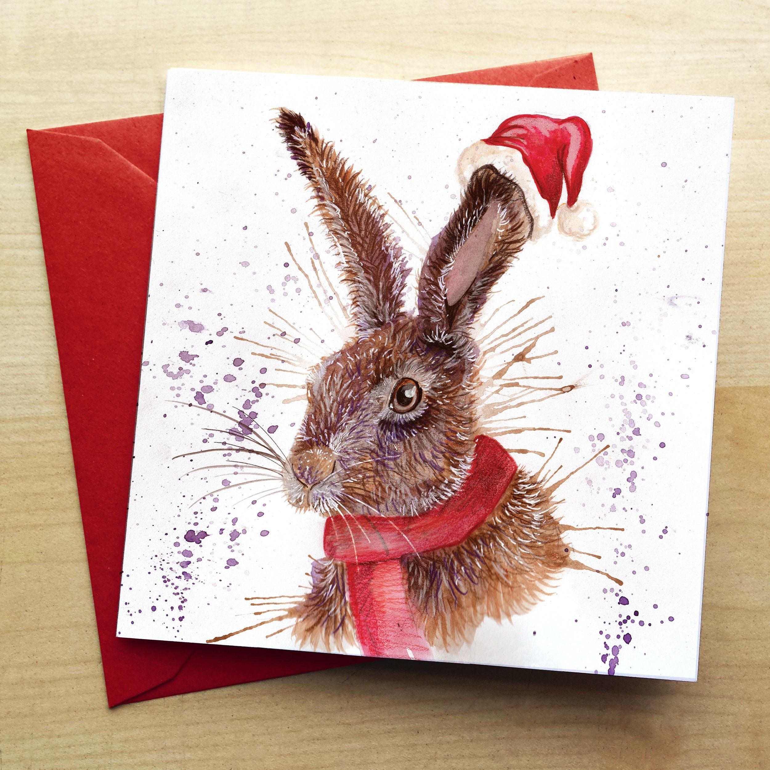 Christmas Hare Card by Katherine Williams Hare Christmas Etsy