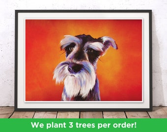 Schnauzer Dog Print, Dog Art, Schnauzer Art Print, Dog Illustration, Colorful Puppy Poster, Pup Picture, Doggy Love,  by Adam