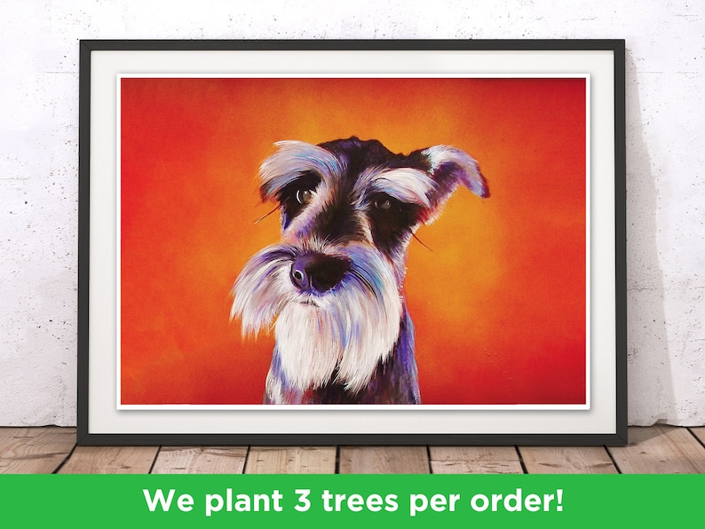 Schnauzer Dog Print Doggy Love Schnauzer Art Print Dog Illustration Pup Picture by Adam Dog Art with Frame Colorful Puppy Poster