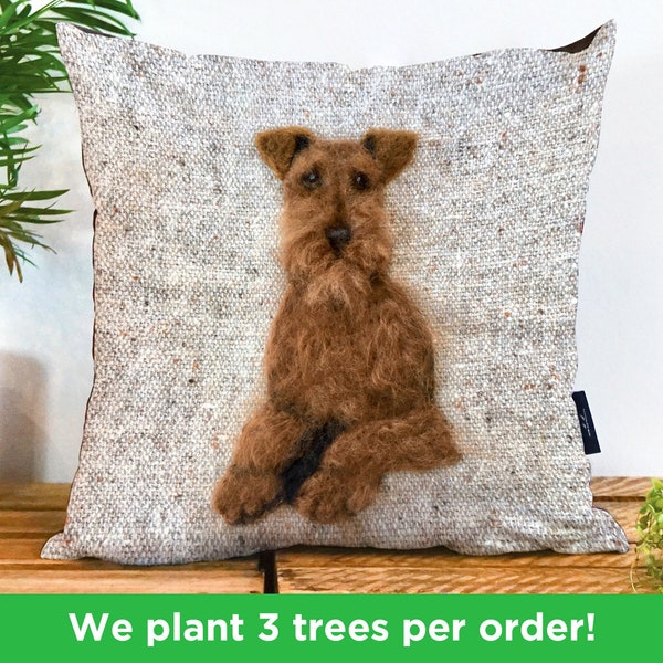 Irish Terrior Vegan Cushion by Sharon Salt - Print not 3D | Terrier Throw Pillow | Handmade in the UK Dog Gift | Irish Terrier Decor Gift