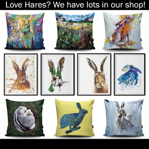 Buttercup Spring Hare Cushion by Kate Findlay Summer Hare with Flowers Vegan Pillow Collage-Inspired Handemade Rabbit Field Cushion image 4